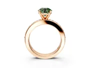 Solitaire Engagement Ring Setting for Fancy Green Round Cut Center with Channel-Set Accents and Prong Head in Rose Gold