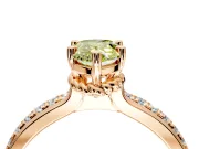 Solitaire Engagement Ring Setting for Fancy Yellow Pear-Shaped Center with Raised Channel Band and Prong Head in Rose Gold