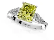 Solitaire Engagement Ring Setting for Fancy Yellow Radiant Cut Center with Twisted Pave Split Shank and Prong Head in Sterling Silver