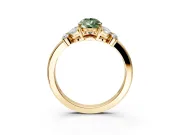Solitaire Engagement Ring Setting for Fancy Green Pear-Shaped Center with Marquise Flower Shoulders and Prong Head in Yellow Gold