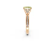 Cluster Engagement Ring Setting for Fancy Yellow Radiant Cut Center with Bezel Accent Clusters and Prong Head in Rose Gold