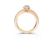Solitaire Engagement Ring Setting for Marquise Center with Single Row Accent Band and Prong Head in Rose Gold