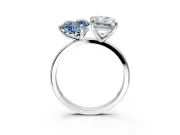 Fancy Blue Heart-Shaped and Emerald Cut Lab-Grown Diamond Toi et Moi Engagement Ring with Prong-Set Stones in White Gold