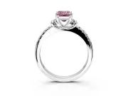 Paired Accent Engagement Ring Setting for Fancy Pink Emerald Cut Center with Pave Band and Prong Head in Platinum