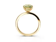 Solitaire Engagement Ring Setting for Fancy Yellow Princess Cut Center with Thin Rounded Plain Band and Prong Head in Yellow Gold