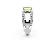 Solitaire Engagement Ring Setting for Fancy Yellow Asscher Cut Center with Wide-Open Split Shank and Prong Head in Platinum