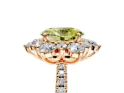 Floral Halo Engagement Ring Setting for Fancy Yellow Oval Center with Pave Accents and Prong Head in Rose Gold