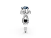 Halo Engagement Ring Setting for Fancy Blue Heart-Shaped Center with Pave Infinity Twist Band and Prong Head in White Gold
