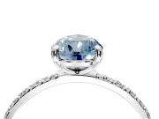 Solitaire Engagement Ring Setting for Fancy Blue Pear-Shaped Center with Pave Accents and Prong Head in Platinum