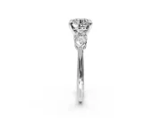 3 Stone Engagement Ring Setting for Round Cut Center with Large Pear-Shaped Accents and Prong Head in Platinum