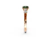 5 Stone Engagement Ring Setting for Fancy Green Cushion Cut Center with Equal Close-Set Accents and Prong Head in Rose Gold