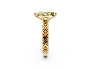 Solitaire Engagement Ring Setting for Fancy Yellow Marquise Center with Milgrain X Pattern Band and Prong Head in Yellow Gold
