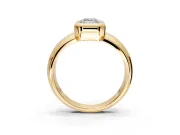 Solitaire Engagement Ring Setting for Emerald Cut Center with Wide Band and Bezel Head in Yellow Gold