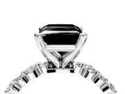 Solitaire Engagement Ring Setting for Fancy Black Princess Cut Center with Alternating Size Accents and Prong Head in Platinum