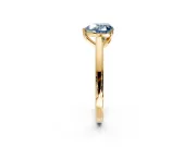 Solitaire Engagement Ring Setting for Fancy Blue Heart-Shaped Center with Flat-Sided Plain Band and Prong Head in Yellow Gold