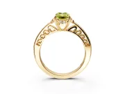Floral Engagement Ring Setting for Fancy Yellow Emerald Cut Center with Four Accent Clusters and Prong Head in Yellow Gold