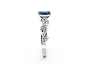 Solitaire Engagement Ring Setting for Fancy Blue Emerald Cut Center with Bar-Station Pave Twist and Prong Head in Platinum