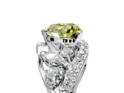 Halo Engagement Ring Setting for Fancy Yellow Heart-Shaped Center with Marquise and Pave Bypass Band and Prong Head in White Gold