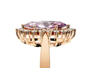 Starburst Halo Engagement Ring Setting for Fancy Pink Marquise Center with Flat Cathedral Band and Prong Head in Rose Gold