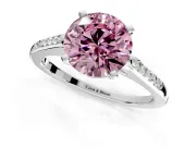 Solitaire Engagement Ring Setting for Fancy Pink Round Cut Center with Channel Accents and Prong Head in Platinum
