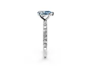 Solitaire Engagement Ring Setting for Fancy Blue Pear-Shaped Center with Micro Pave Band and Prong Head in Platinum