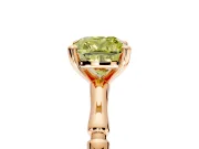Solitaire Engagement Ring Setting for Fancy Yellow Cushion Cut Center with Bamboo Band and Prong Head in Rose Gold