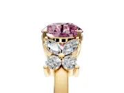 Floral Engagement Ring Setting for Fancy Pink Round Cut Center with Marquise Cluster Shoulders and Prong Head in Yellow Gold
