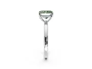 Solitaire Engagement Ring Setting for Fancy Green Radiant Cut Center with Fine Wire Band and Prong Head in Platinum