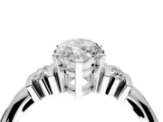 Solitaire Engagement Ring Setting for Marquise Center with Grooved Bar Accent Band and Prong Head in Sterling Silver