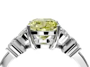 Floral Engagement Ring Setting for Fancy Yellow Cushion Cut Center with Marquise Cluster Shoulders and Prong Head in Platinum