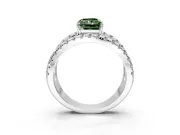 Solitaire Engagement Ring Setting for Fancy Green Radiant Cut Center with Wide-Open Split Shank and Prong Head in Sterling Silver