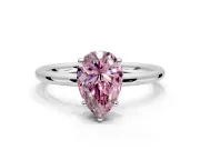 Solitaire Engagement Ring Setting for Fancy Pink Pear-Shaped Center with Plain Band, Open Basket and Prong Head in Platinum