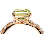 Cluster Engagement Ring Setting for Fancy Yellow Asscher Cut Center with Round Cut Accent Band and Prong Head in Rose Gold