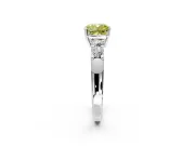 5 Stone Engagement Ring Setting for Fancy Yellow Cushion Cut Center with Plain Band and Prong Head in Platinum