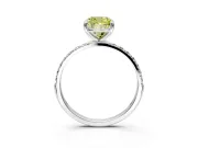 Solitaire Engagement Ring Setting for Fancy Yellow Cushion Cut Center with Pave Accents and Prong Head in Platinum