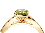 Solitaire Engagement Ring Setting for Fancy Yellow Emerald Cut Center with Princess Cut Channel Band and Prong Head in Yellow Gold