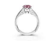 Split Shank Engagement Ring Setting for Fancy Pink Round Cut Center with Pave Split Shank and Prong Head in Platinum