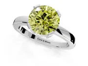 Solitaire Engagement Ring Setting for Fancy Yellow Round Cut Center with Plain Band and Flat Tab Prong Head in Platinum