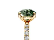 Solitaire Engagement Ring Setting for Fancy Green Round Cut Center with Pave Accents and Prong Head in Yellow Gold