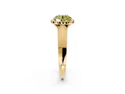 Halo Engagement Ring Setting for Fancy Yellow Round Cut Center with Knife Ridge Cathedral Band and Prong Head in Yellow Gold