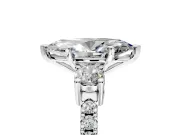 3 Stone Engagement Ring Setting for Marquise Center with Round Cut Side Accents and Prong Head in Platinum