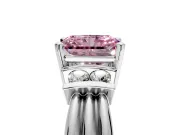Solitaire Engagement Ring Setting for Fancy Pink Radiant Cut Center with Grooved Bar Accent Band and Prong Head in Sterling Silver