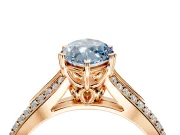 Solitaire Engagement Ring Setting for Fancy Blue Marquise Center with Pave Rail Split Shank and Prong Head in Rose Gold