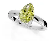 Solitaire Engagement Ring Setting for Fancy Yellow Pear-Shaped Center with Plain Band and Flat Tab Prong Head in Sterling Silver