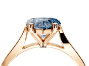 Solitaire Engagement Ring Setting for Fancy Blue Heart-Shaped Center with Tapered Shoulders and Prong Head in Rose Gold
