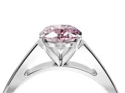 Solitaire Engagement Ring Setting for Fancy Pink Oval Center with Tapered Split Shoulders and Prong Head in Platinum