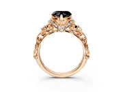 Solitaire Engagement Ring Setting for Fancy Black Heart-Shaped Center with Filigree Band and Prong Head in Rose Gold