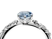 Cluster Engagement Ring Setting for Fancy Blue Pear-Shaped Center with Round Cut Accent Band and Prong Head in Platinum