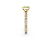 Solitaire Engagement Ring Setting for Fancy Yellow Radiant Cut Center with Milgrain-Edged Pave Band and Prong Head in Yellow Gold