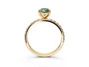 Solitaire Engagement Ring Setting for Fancy Green Pear-Shaped Center with Micro Pave Band and Prong Head in Yellow Gold